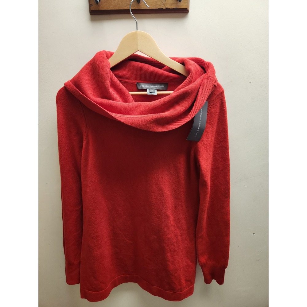 French Connection Red Royal Scarlet Babysoft Cowl Neck Sweater Size S ‎ 78GSV